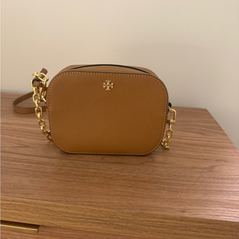 Tory Burch Brown Crossbody Bag with Gold Chain